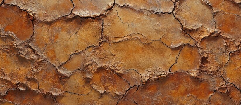 Cracked dry soil texture in earthy tones showcasing natural abstraction and pressed ground patterns ideal for backgrounds and design elements.