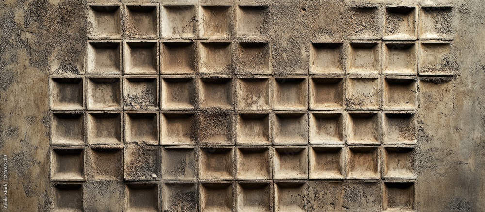 Poster textured concrete wall with square patterns suitable for wallpaper background or decorative cover pa