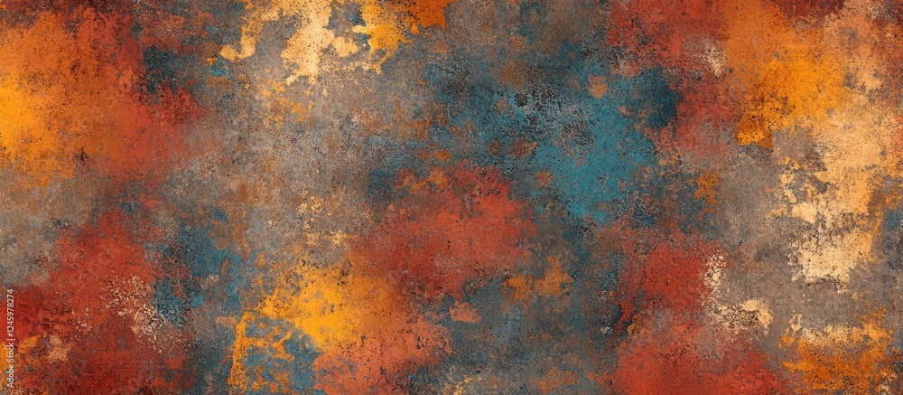 Poster rustic grunge wall texture featuring graffiti patterns and rust for seamless backgrounds in design a