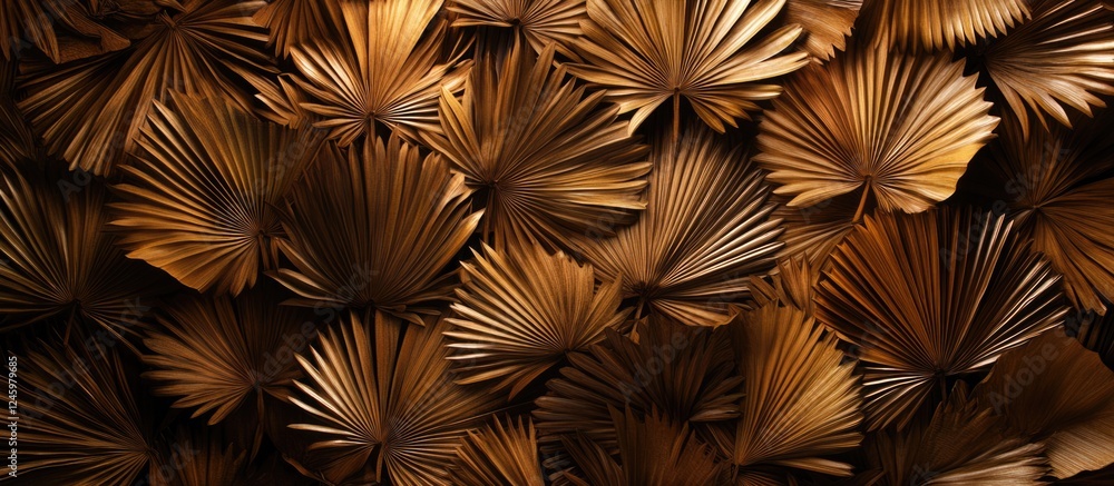 Poster dry palm leaves creating an abstract background with light and shadow effects for a conceptual and a