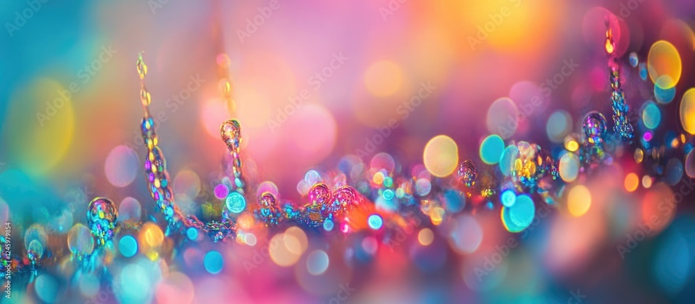 Poster Vibrant bokeh background with colorful lights creating a dreamy abstract effect perfect for festive or artistic themes
