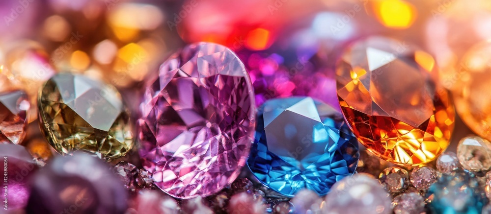Poster colorful gemstones arranged beautifully creating a vibrant and natural texture for backgrounds and d