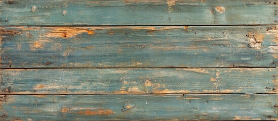 Fototapeta premium Weathered green wooden planks background with a rustic texture showcasing peeling paint and natural imperfections. Perfect for vintage design.