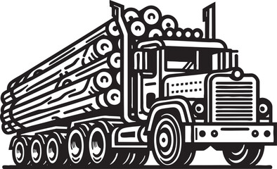 Vector Illustration of a Log Truck - Outline Design