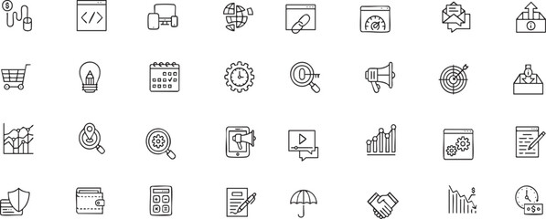 vector set of hand drawn illustrations a set of icons that are related to business