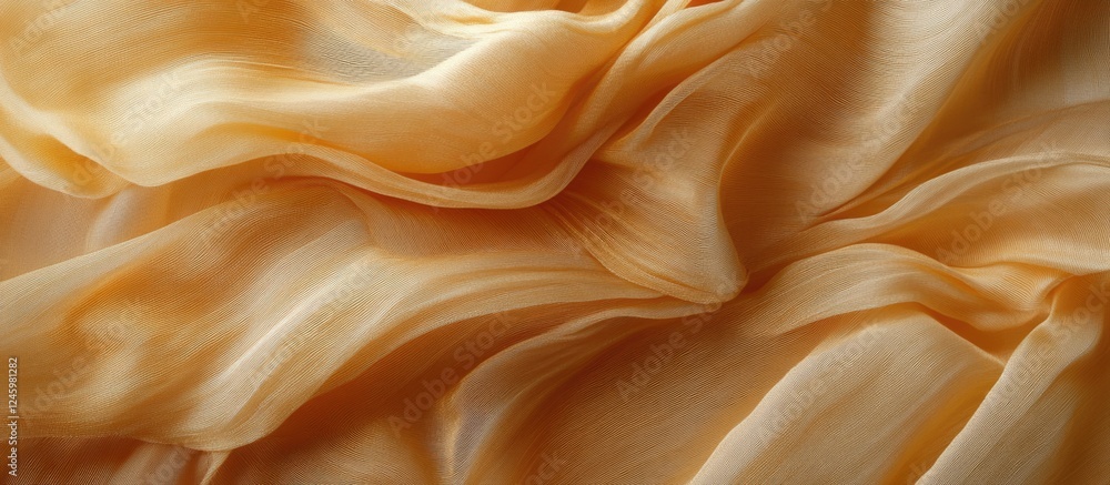 Poster elegant draped golden fabric with flowing waves and soft texture creating a luxurious and rich visua