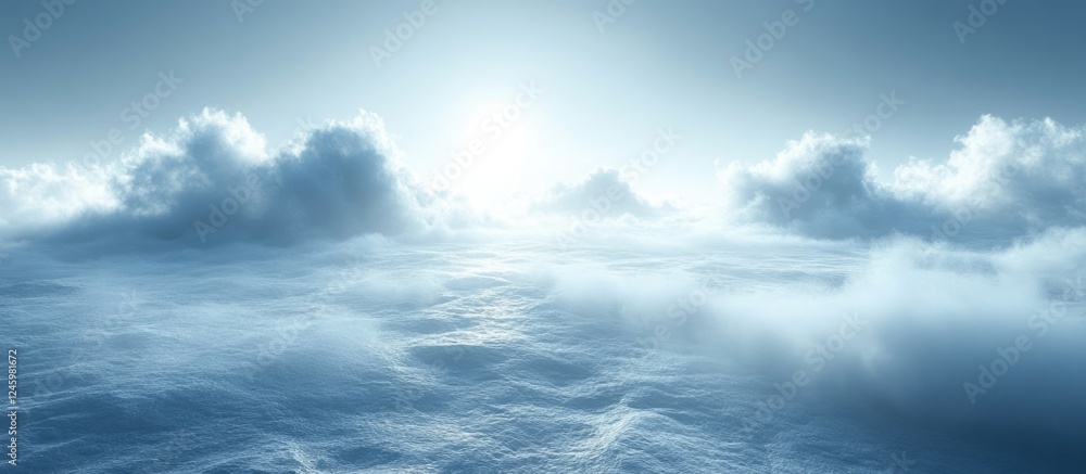 Aufkleber misty landscape with soft clouds and ethereal light creating a serene atmosphere and ample copy spac