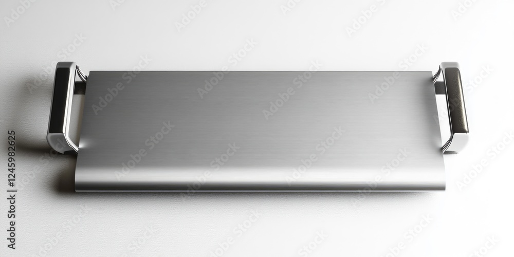 Poster modern metallic paper holder on white background with ample empty space for text or branding creativ