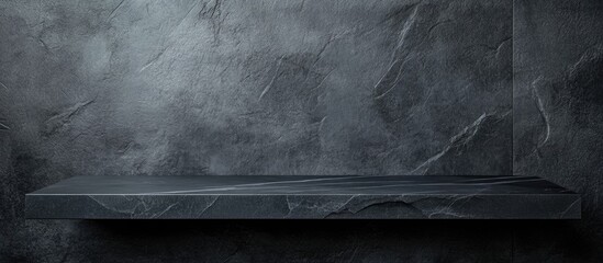 Black stone tray on a minimalist fireplace shelf offering ample space for custom text or decorative elements in a contemporary setting.