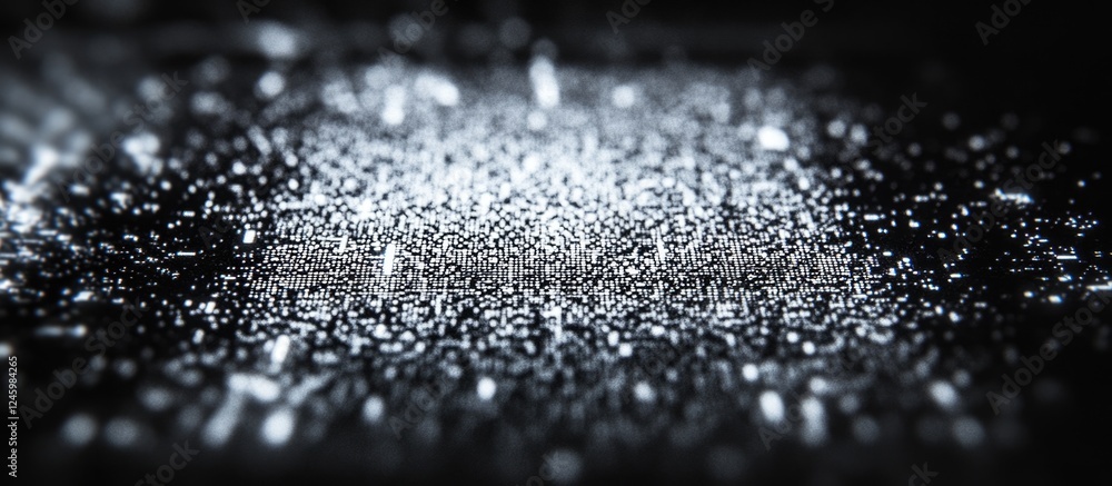 Poster close up view of vintage television static texture with grainy patterns against a dark background ca