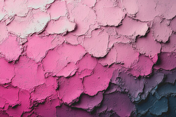 Obraz premium Pink and blue wall with peeling paint texture revealing layers of color and weathered surface in an urban setting