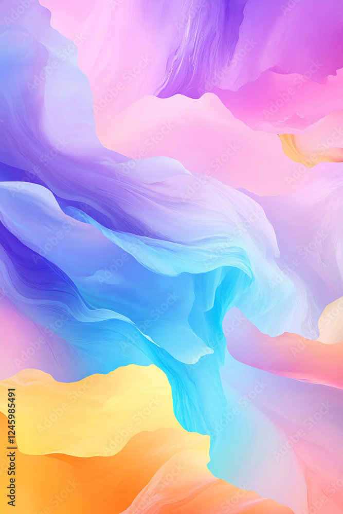 Poster soft abstract gradient background with pastel hues blending into one another, showcasing smooth, flo