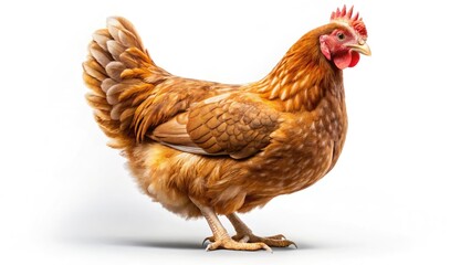 Fototapeta premium A high-resolution image of a free-range brown hen, showcasing rural life and egg production.