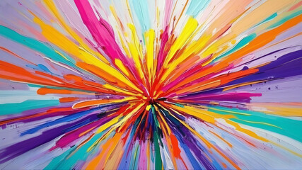 Colorful Abstract Rainbow Explosion with Psychedelic Patterns and Bright Burst Effects