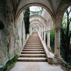 Fototapeta premium Stone staircase with arches leading upwards.