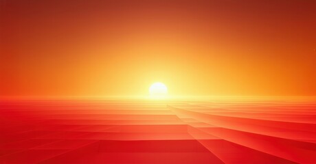 Naklejka premium Vivid sunset sky gradient blending golden peach into glowing crimson with fine texture, creating a warm and radiant atmosphere with smooth transitions and rich colors