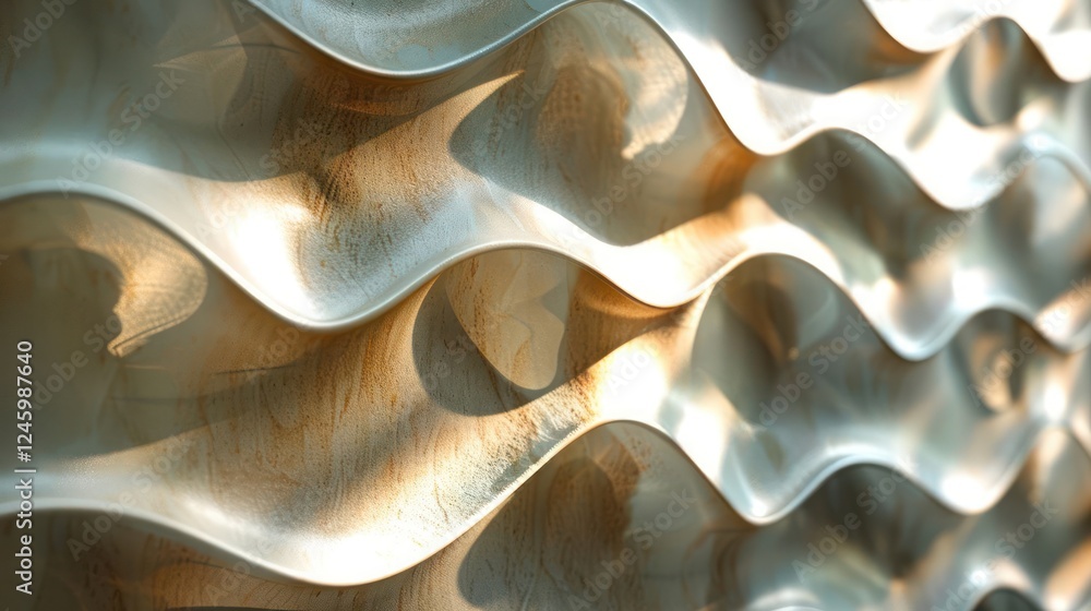 Poster abstract wave pattern with soft lighting creating a serene atmosphere, ideal for backgrounds