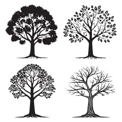 4 Set of tree silhouettes 