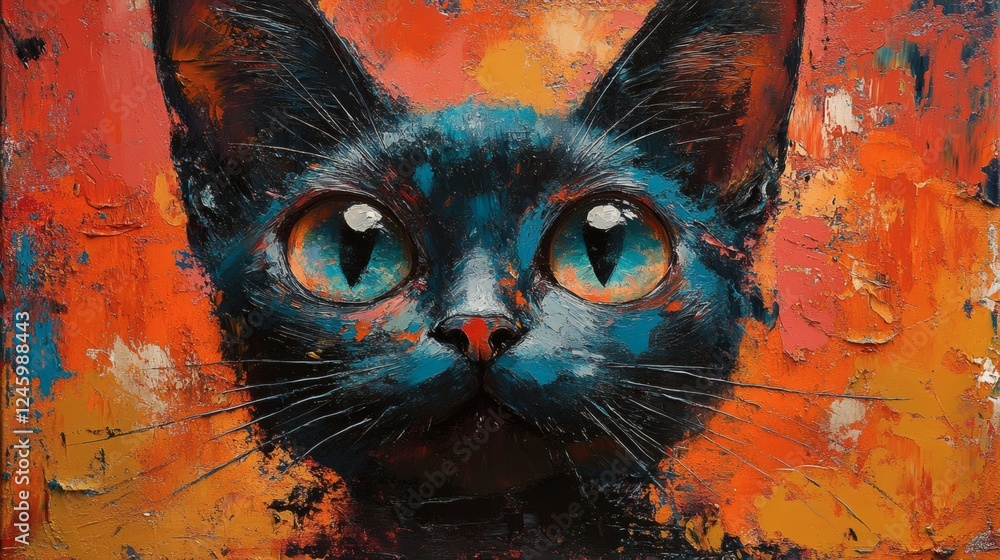 Poster abstract expressionism of siamese cat in bold pastels its form shaped by fluid paint and thick oils 