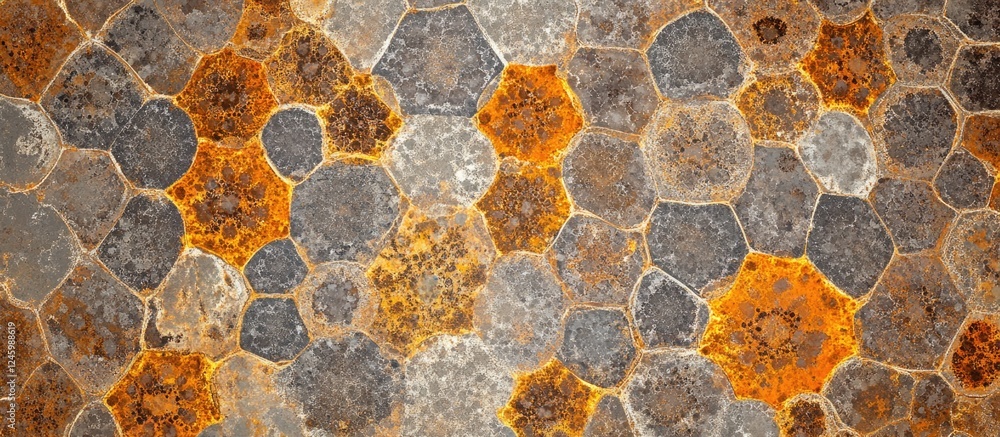 Poster galvanized metal surface with intricate rust patterns and textures showcasing an industrial, aged ap