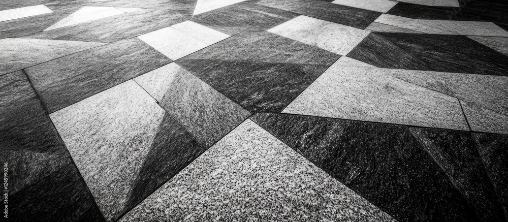 Aufkleber granite and marble textured black and white geometric flooring with empty space for text and design 