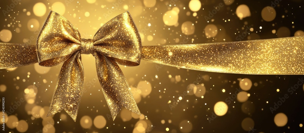 Aufkleber elegant golden bow with bokeh lights creating a luxurious background ideal for text placement and fe