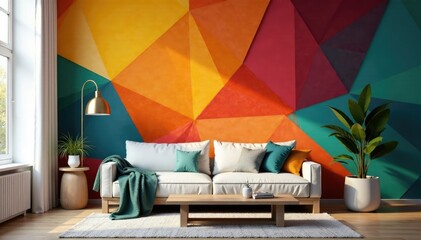 Patrones geom?tricos en una pared de madera tallada, alfombrillas, muebles, patrones