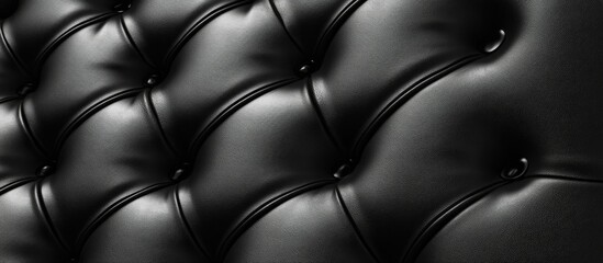 Naklejka premium Luxury black genuine leather upholstery background for high-end interior decoration and design projects.