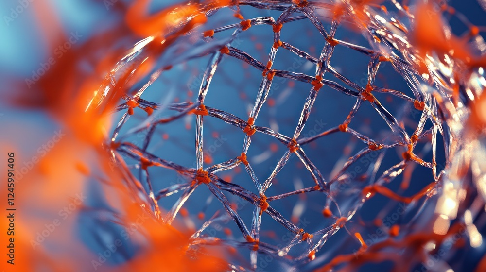 Poster abstract network: intricate lattice structure in vibrant hues