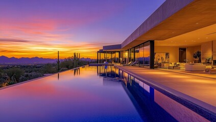 Desert Sunset Luxury Home Infinity Pool