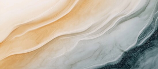 Abstract blend of fluid sandstone and grey ash colors with space for text showcasing smooth wave patterns and a calming aesthetic