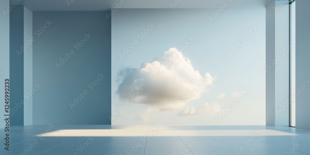 Aufkleber private cloud infrastructure concept in modern business space with clear sky backdrop and ample copy