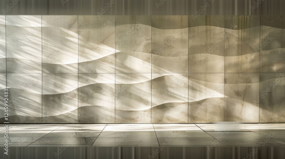 Aufkleber abstract wall design with wave patterns and soft lighting creating a serene atmosphere