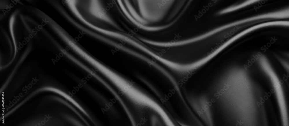 Poster luxury black leather texture with abstract waves and smooth folds for sophisticated design backgroun