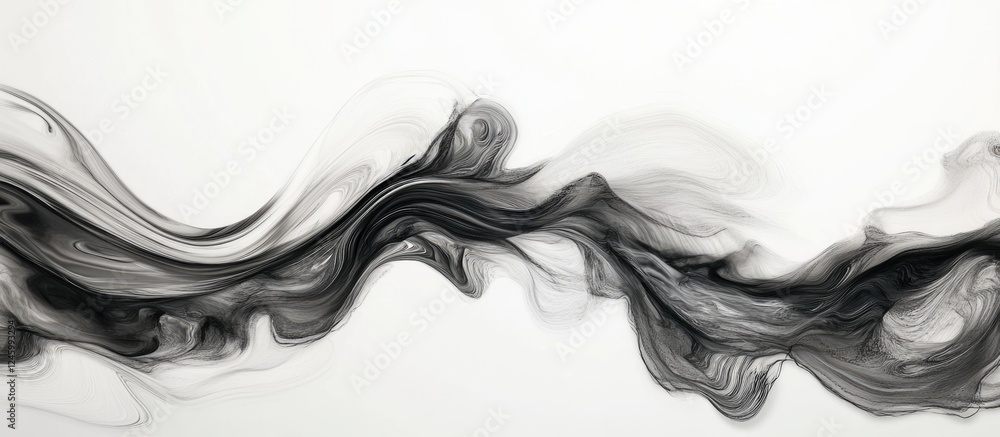 Poster elegant gray and black abstract flowing waves digital art background with blank space for text and c