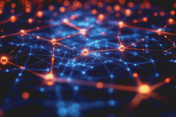 Obraz premium Abstract background featuring a network of connected lines and dots illustrating digital communication and technology concepts