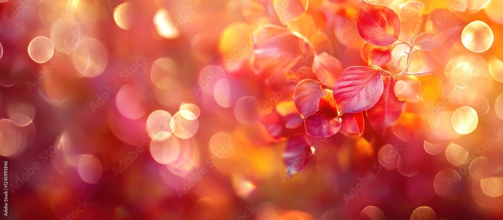 Poster autumn bokeh background featuring blurred colorful leaves creating a warm seasonal atmosphere ideal 