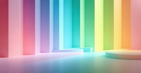 Soft rainbow gradient blending pastel hues with a subtle dreamy grain, creating a serene, fluid, and vibrant atmosphere, perfect for evoking a peaceful mood