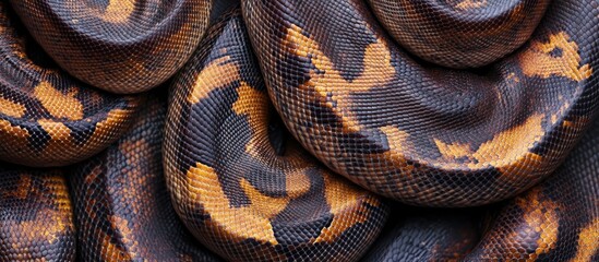 Fototapeta premium Authentic python snakeskin texture close-up showcasing intricate patterns and colors in a natural background design.