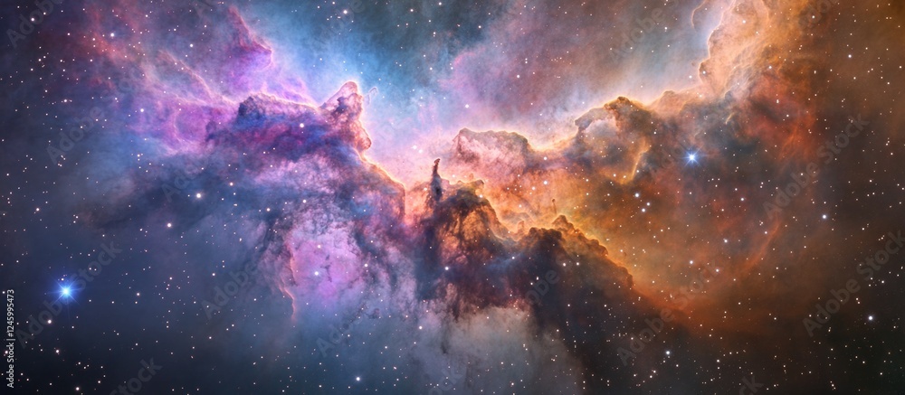 Aufkleber vibrant nebula and galaxy in deep space with vivid colors and starry background creating a captivati