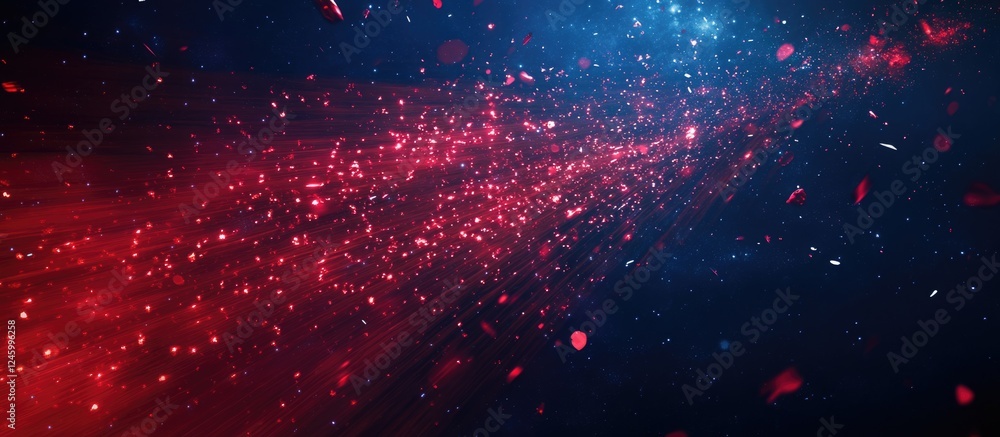 Poster dynamic red sparkles in the night sky creating a festive atmosphere for new year celebrations with d
