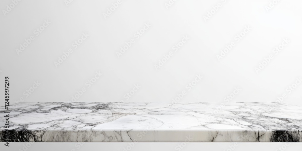 Poster minimalist marble table on white background ideal for product display and text placement in contempo