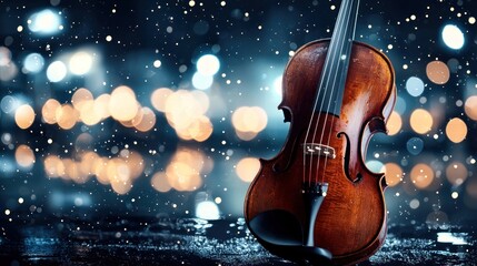 Fototapeta premium Violin Night City Lights Concert