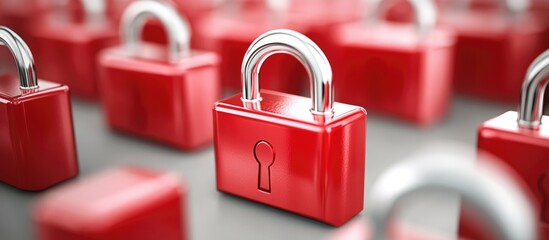 Digital Security Concept with Red Padlocks Symbolizing Data Protection and Privacy featuring Space for Custom Text or Message