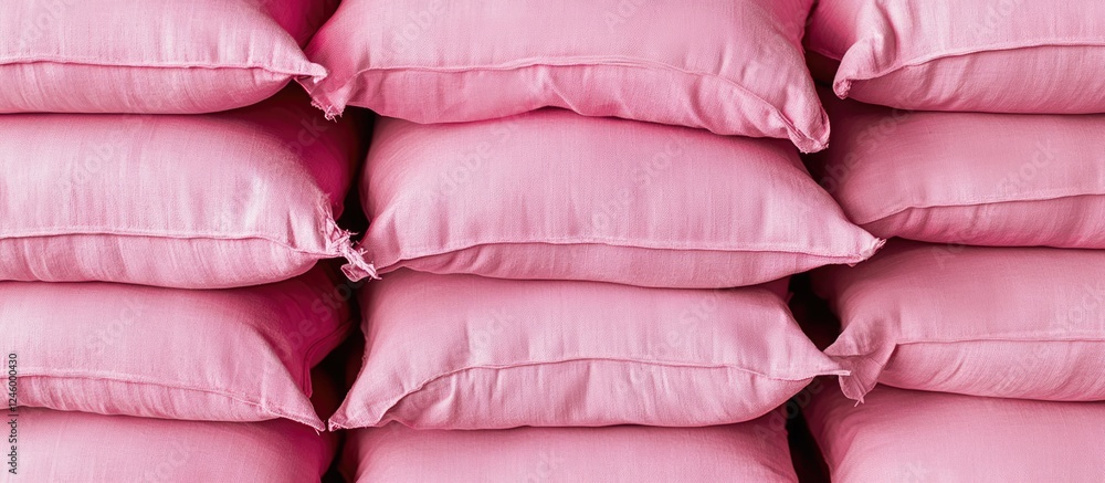 Poster textured background of stacked pink cushions creating a vibrant and soft visual display ideal for ho