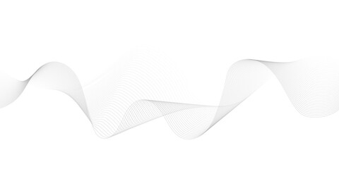 Grey and white wavy curve line with digital future technology concept background. Line art striped graphic template, banner background. Vector illustration.