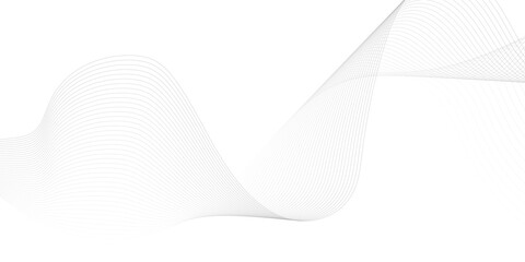 Grey and white wavy curve line with digital future technology concept background. Line art striped graphic template, banner background. Vector illustration.
