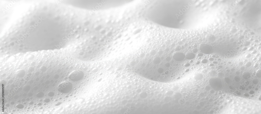 Poster close-up of white foam texture on a smooth background creating a clean and fresh aesthetic perfect f