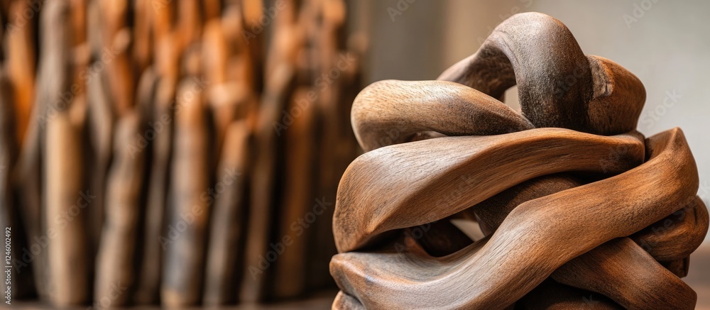 Aufkleber intricately twisted wood branches creating a unique and textured background for artistic or nature-t
