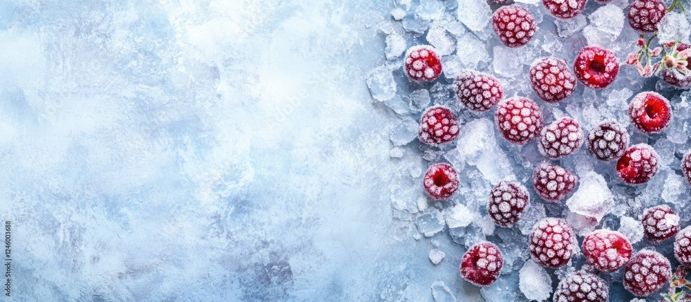 Aufkleber frozen red berries on ice creating a refreshing backdrop with ample space for text or design element